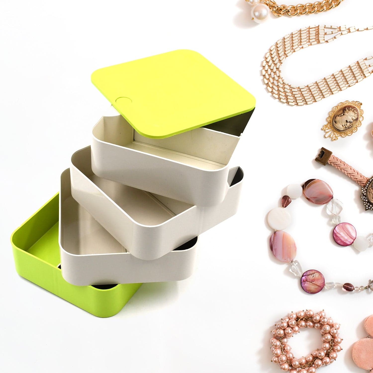 Customize 4 Layers Jewelry Box, 360 Degree Rotating Jewelry Box, Jewelry and Earring Organizer Box, Accessory Storage Box — image 1